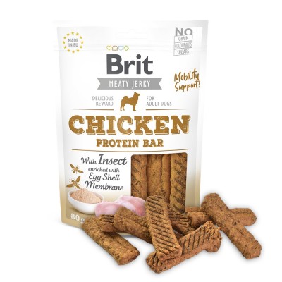 Brit Jerky Snack Chicken Protein Bar com insectos e casca de ovo